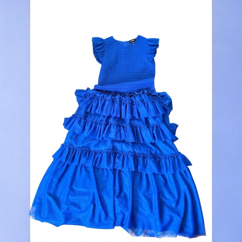 ME+EM Blue Ruffled Mini Skirt Size 6